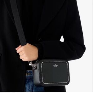 Kate Spade ♠️ Madison Stones Crystal Embellished Black Mini Camera Crossbody Bag